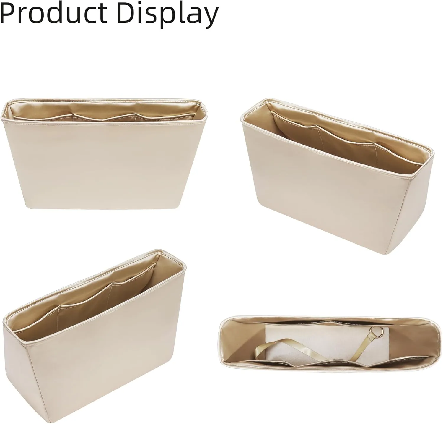 Silk Purse Organizer for Anjou Mini/PM/GM,Insert Bag in Bag,Luxury Handbag Tote Lining Bag Shapers(PM,Champagne)