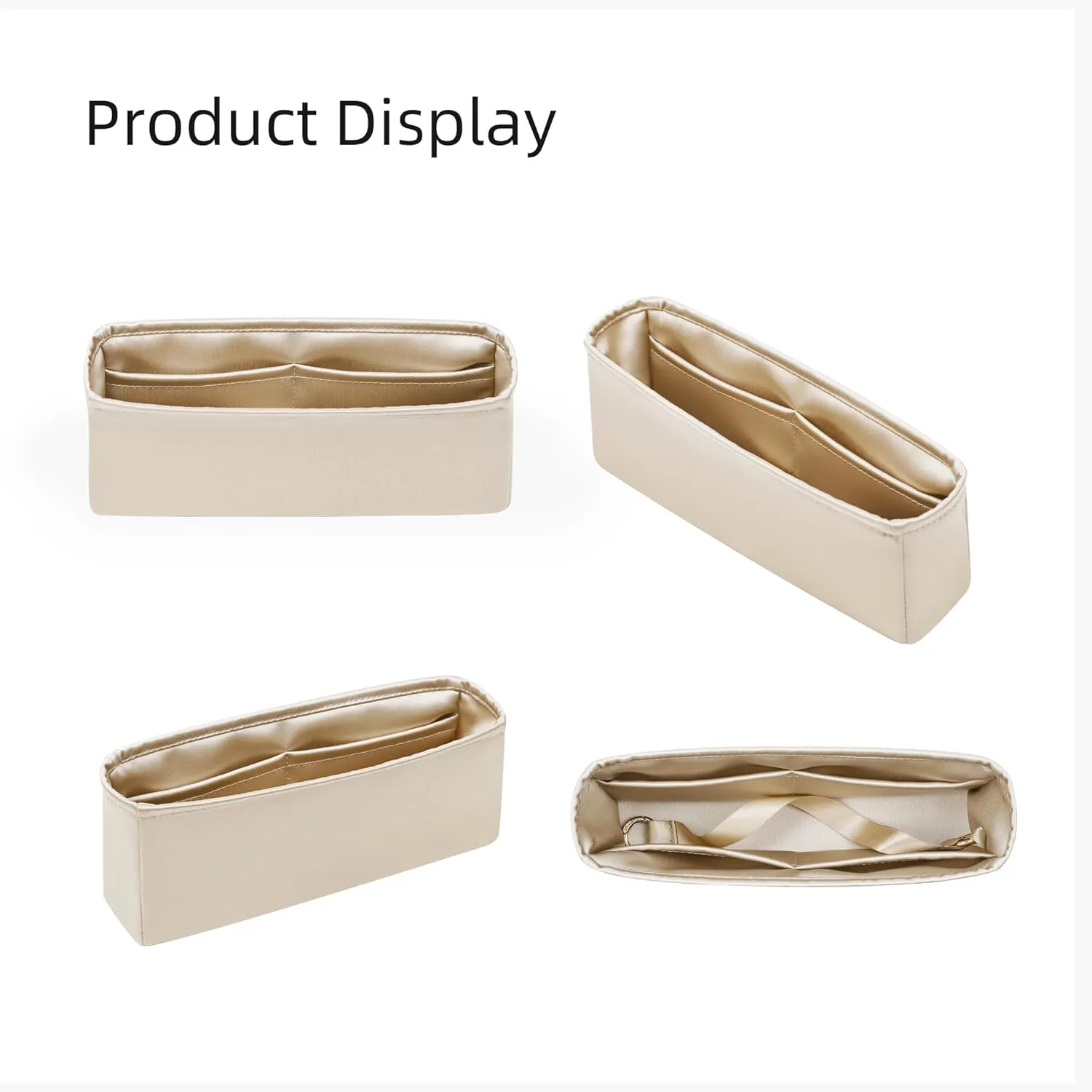 Silk Purse Organizer for Chanel Classic Flap, Insert Bag in Bag, Luxury Handbag Lining Shapers (CF Medium 25, Champagne)