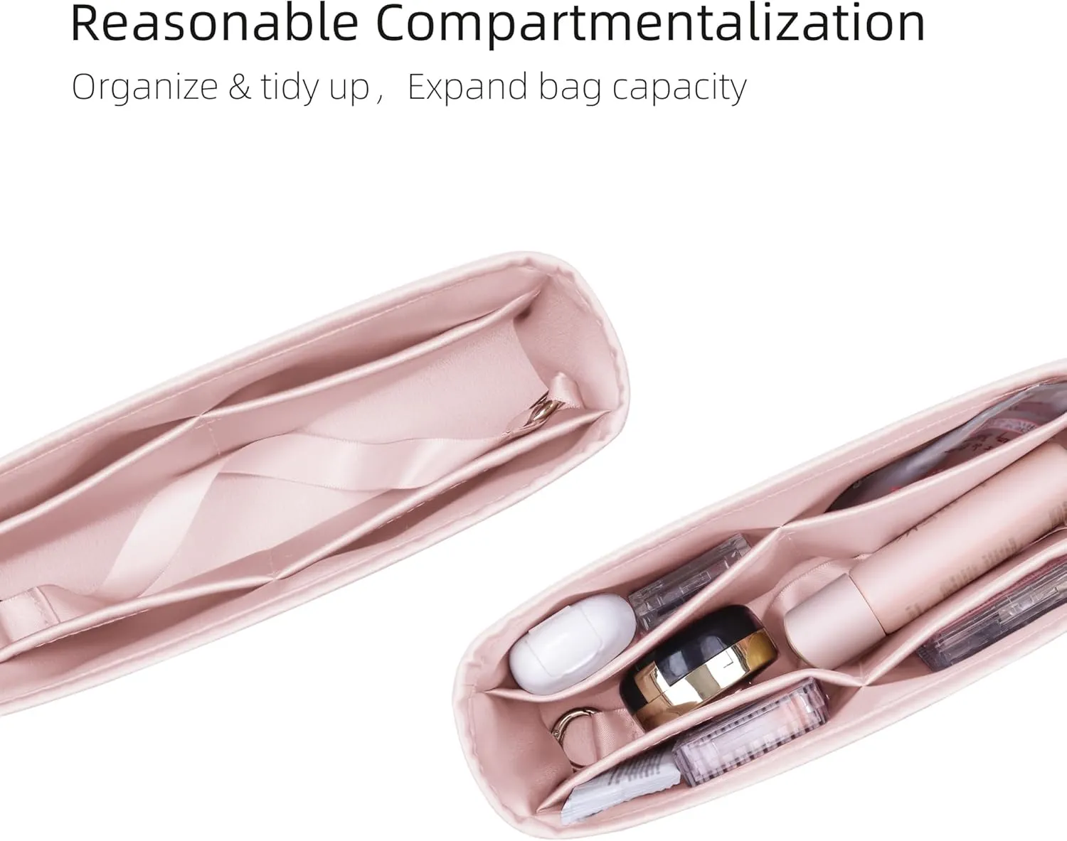 Silk Purse Organizer for Chanel Classic Flap Square/Mini/Small/Medium/Jumbo/Maxi, Insert Bag Liner, Luxury Handbag Tote Shaper (CF Small 23, Pink)