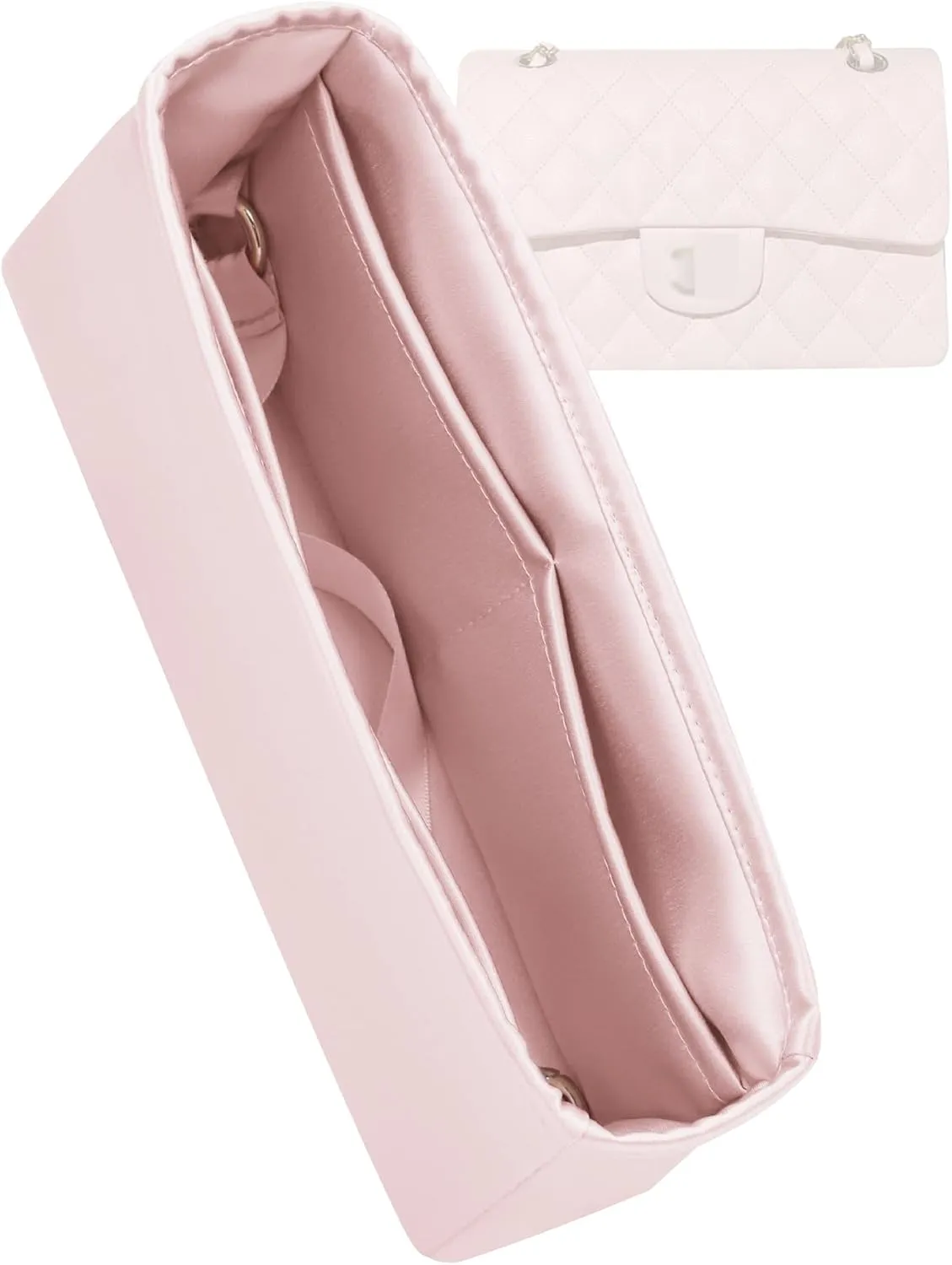 Silk Purse Organizer for Chanel Classic Flap Square/Mini/Small/Medium/Jumbo/Maxi, Insert Bag Liner, Luxury Handbag Tote Shaper (CF Small 23, Pink)