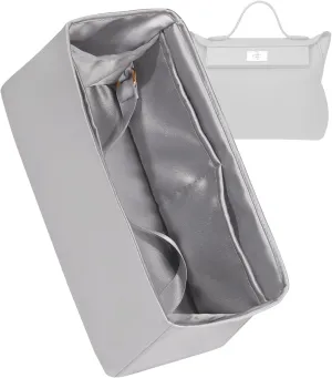 Silk Purse Organizer for Hermes 2424 Mini/29/35,Insert in Bag,Luxury Handbag Tote Lining Bag Shapers（Gris Meyer,2424Mini）
