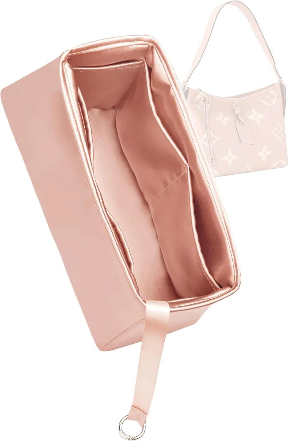 Silk Purse Organizer for LV Carryall PM/MM,Insert in Bag,Luxury Handbag Tote Lining Bag Shapers(MM,Rose Eglantine)
