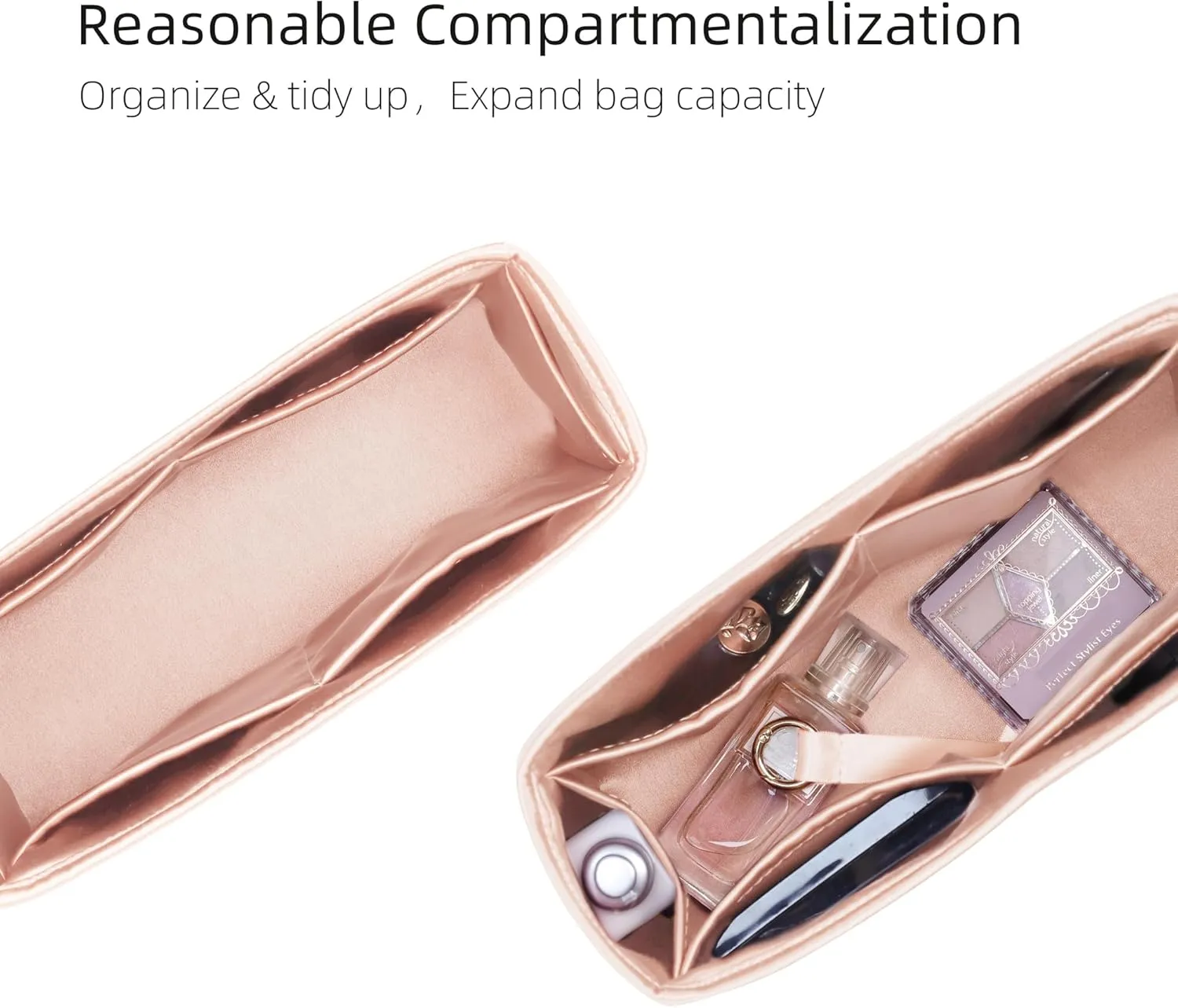 Silk Purse Organizer for LV Carryall PM/MM,Insert in Bag,Luxury Handbag Tote Lining Bag Shapers(MM,Rose Eglantine)