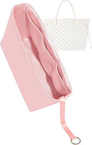 Silk Purse Organizer for LV Neverfull-PM/MM/GM,Insert in Bag,Luxury Handbag Tote Lining Bag Shapers(PM,Bubblegum)