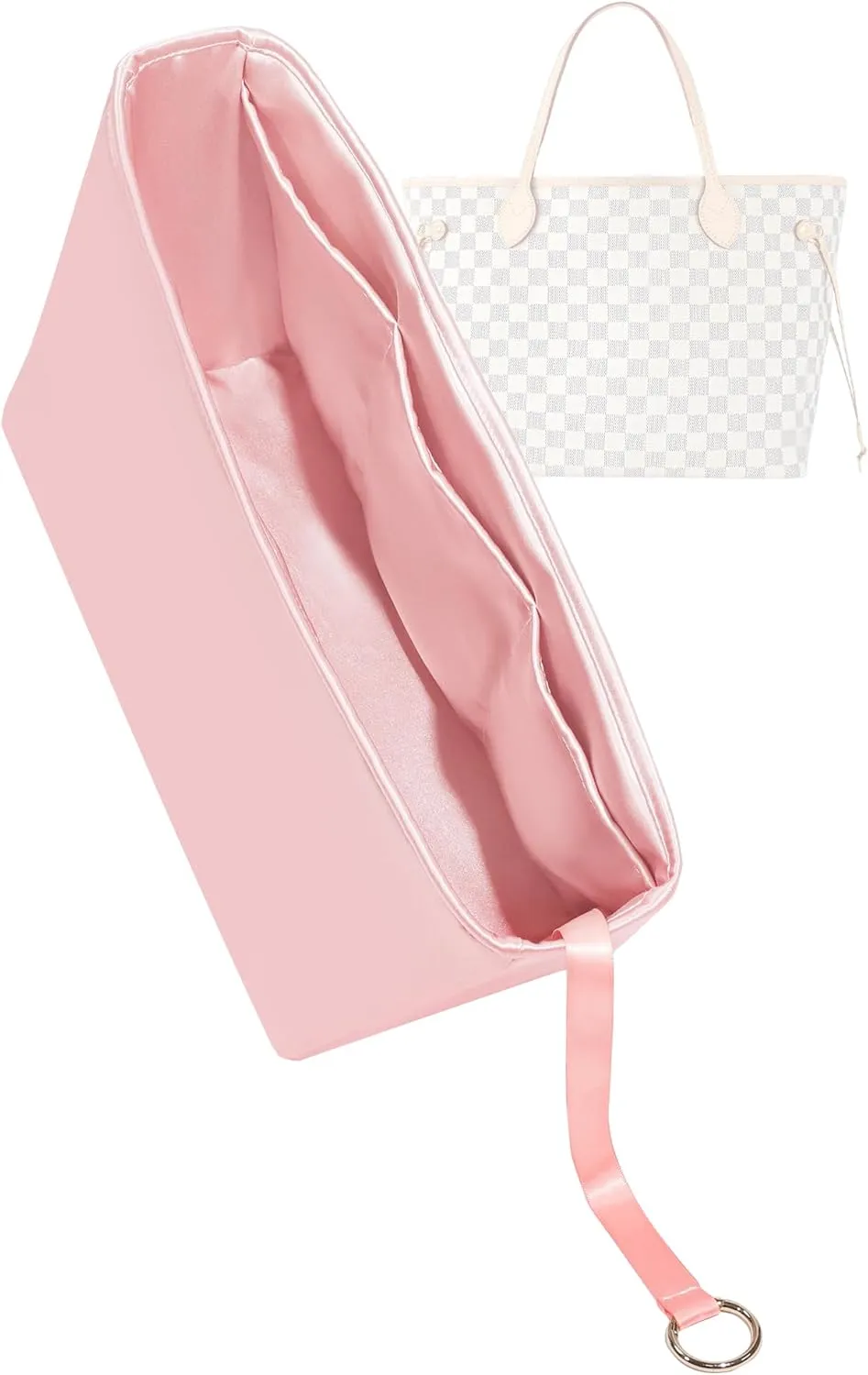Silk Purse Organizer for LV Neverfull-PM/MM/GM,Insert in Bag,Luxury Handbag Tote Lining Bag Shapers(PM,Bubblegum)