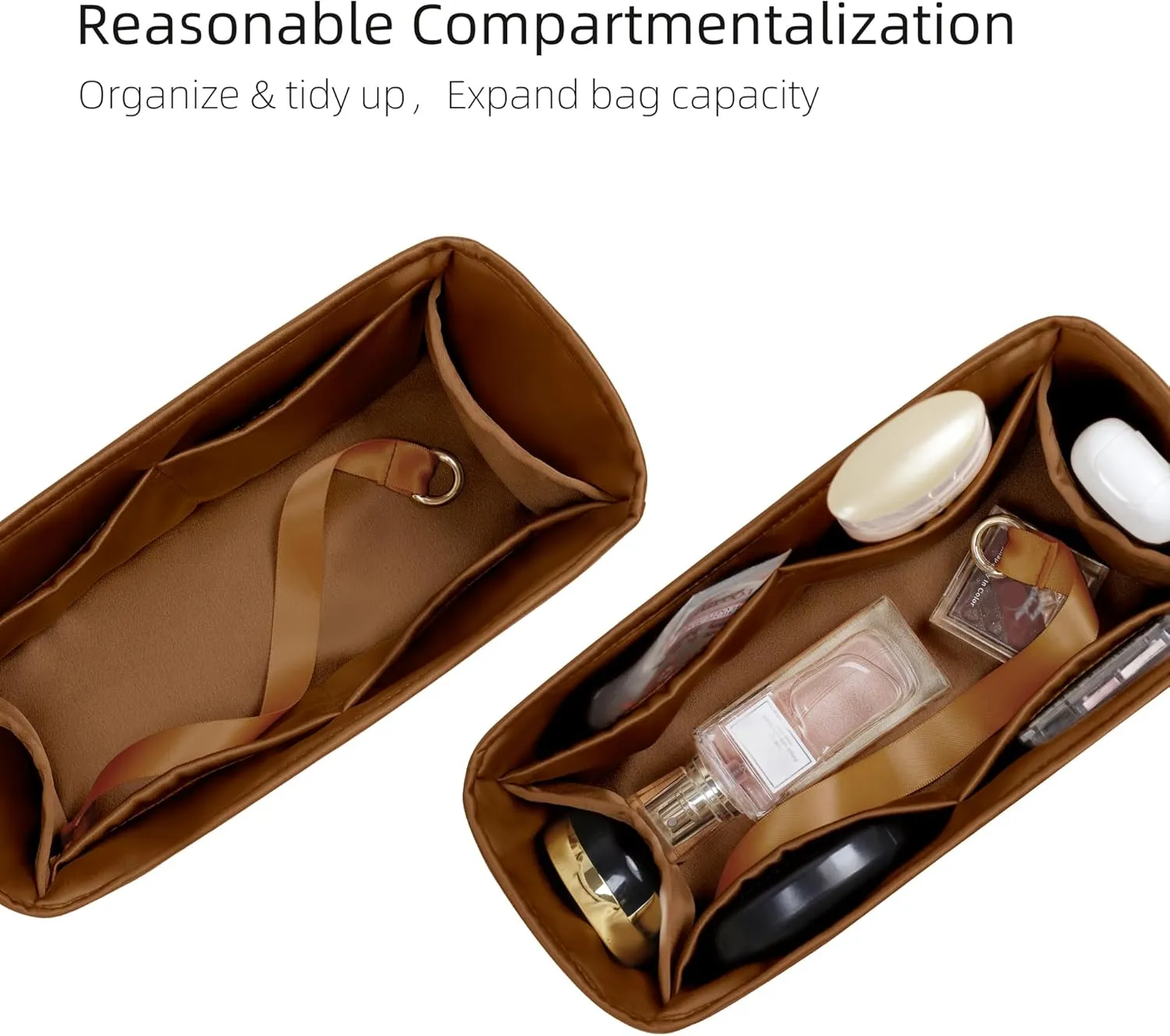 Silk Purse Organizer for Puzzle Mini/Small/Medium/Large,Insert Bag in Bag,Luxury Handbag Tote Lining Bag Shapers(Gold,Small)