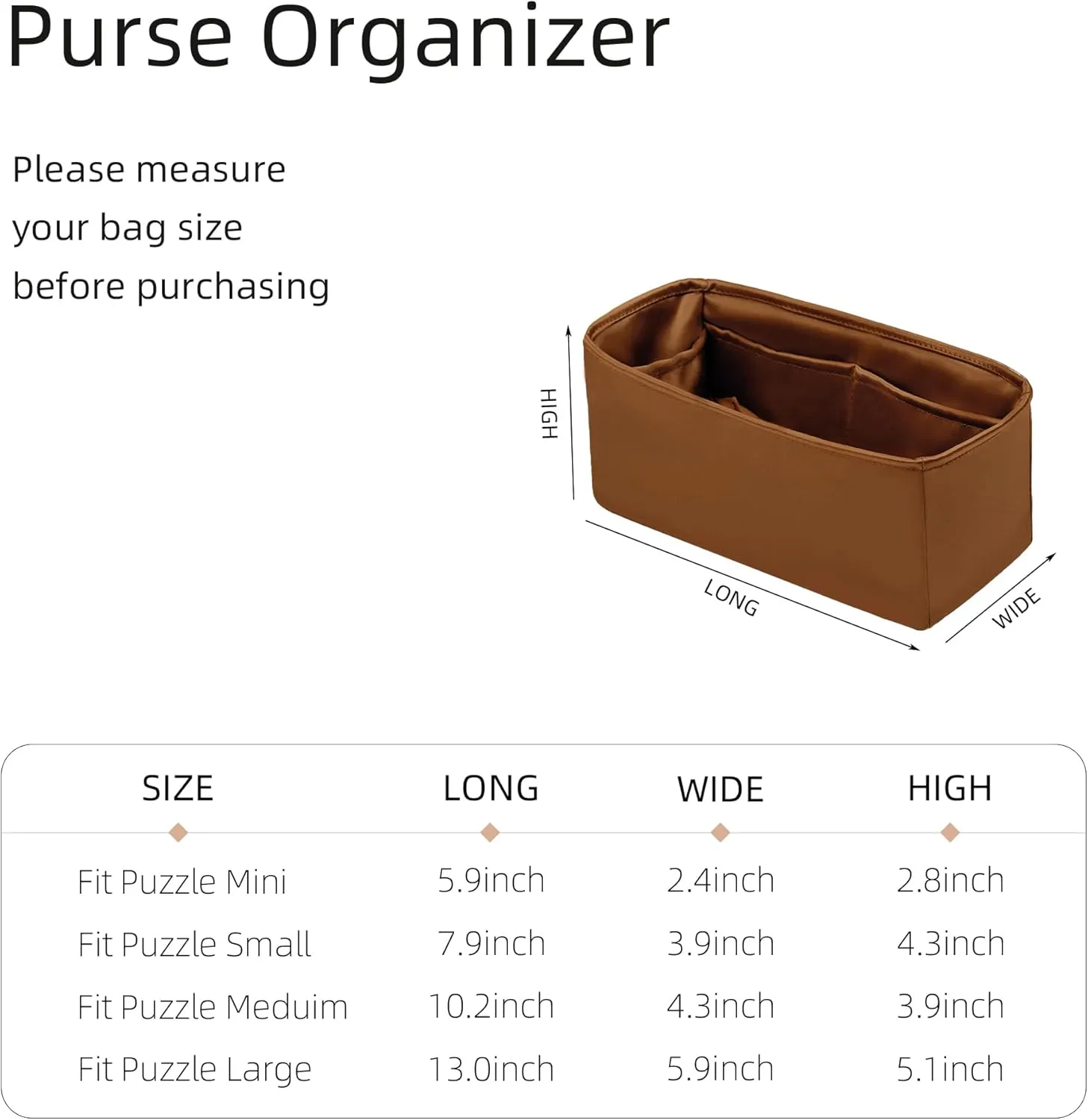 Silk Purse Organizer for Puzzle Mini/Small/Medium/Large,Insert Bag in Bag,Luxury Handbag Tote Lining Bag Shapers(Gold,Small)