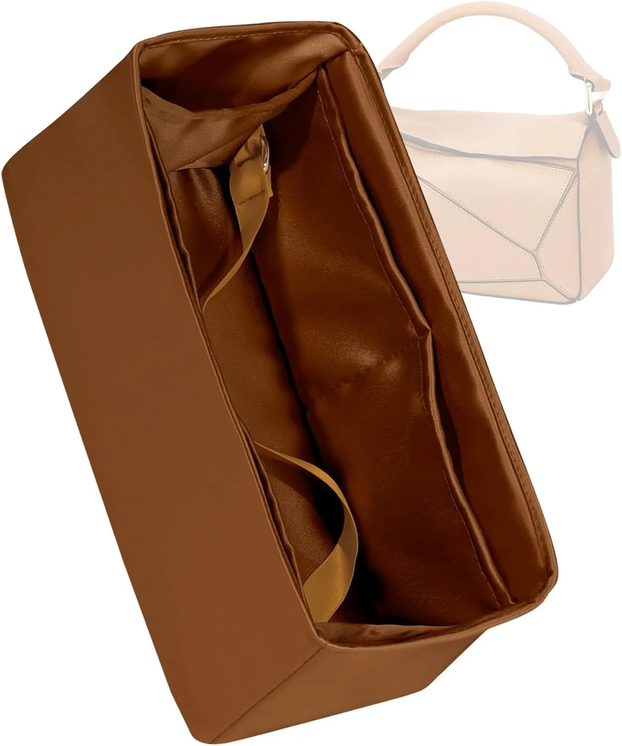 Silk Purse Organizer for Puzzle Mini/Small/Medium/Large,Insert Bag in Bag,Luxury Handbag Tote Lining Bag Shapers(Gold,Small)