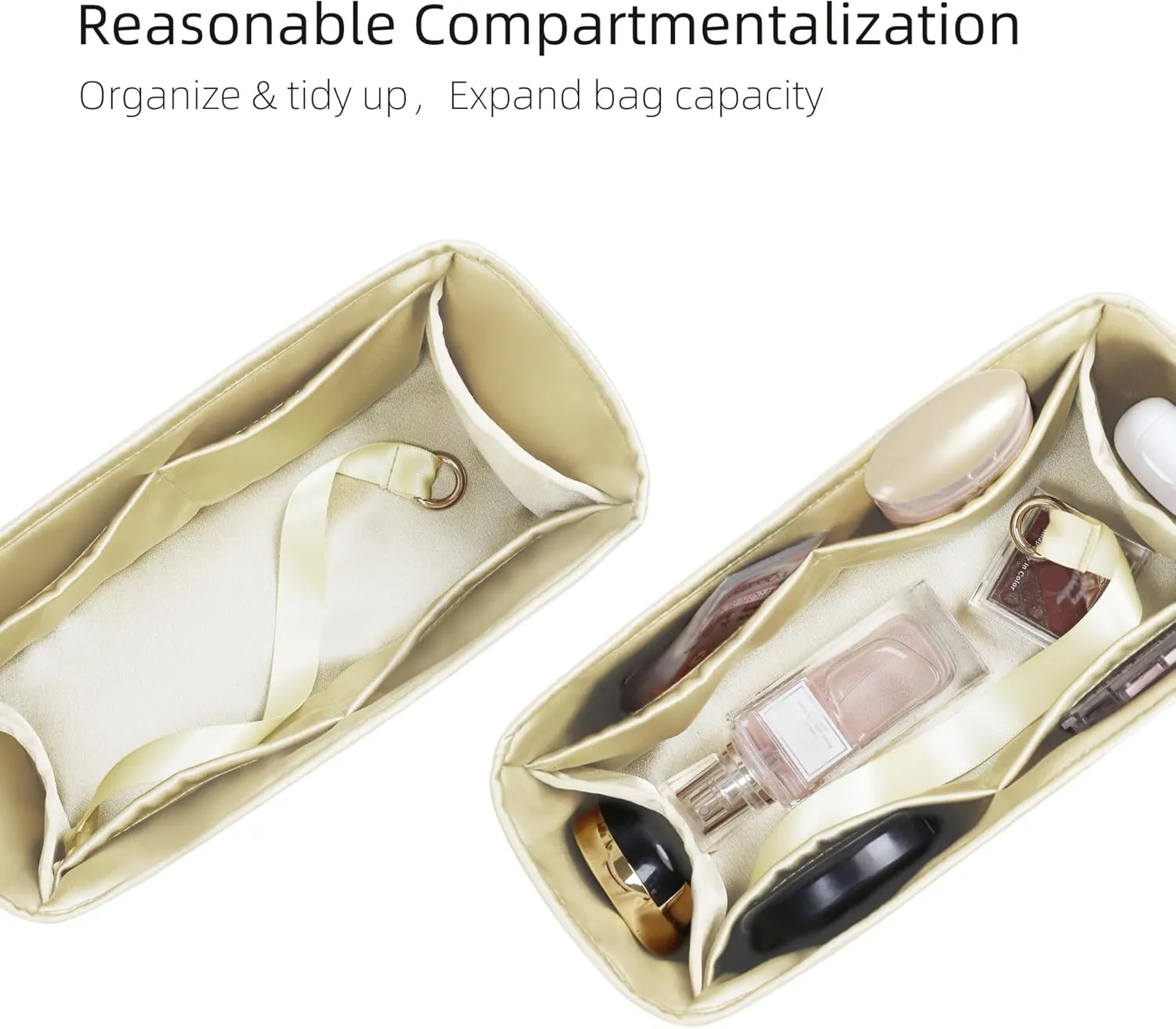 Silk Purse Organizer for Puzzle Mini/Small/Medium/Large,Insert Bag in Bag,Luxury Handbag Tote Lining Bag Shapers(Jaune Poussin,Small)