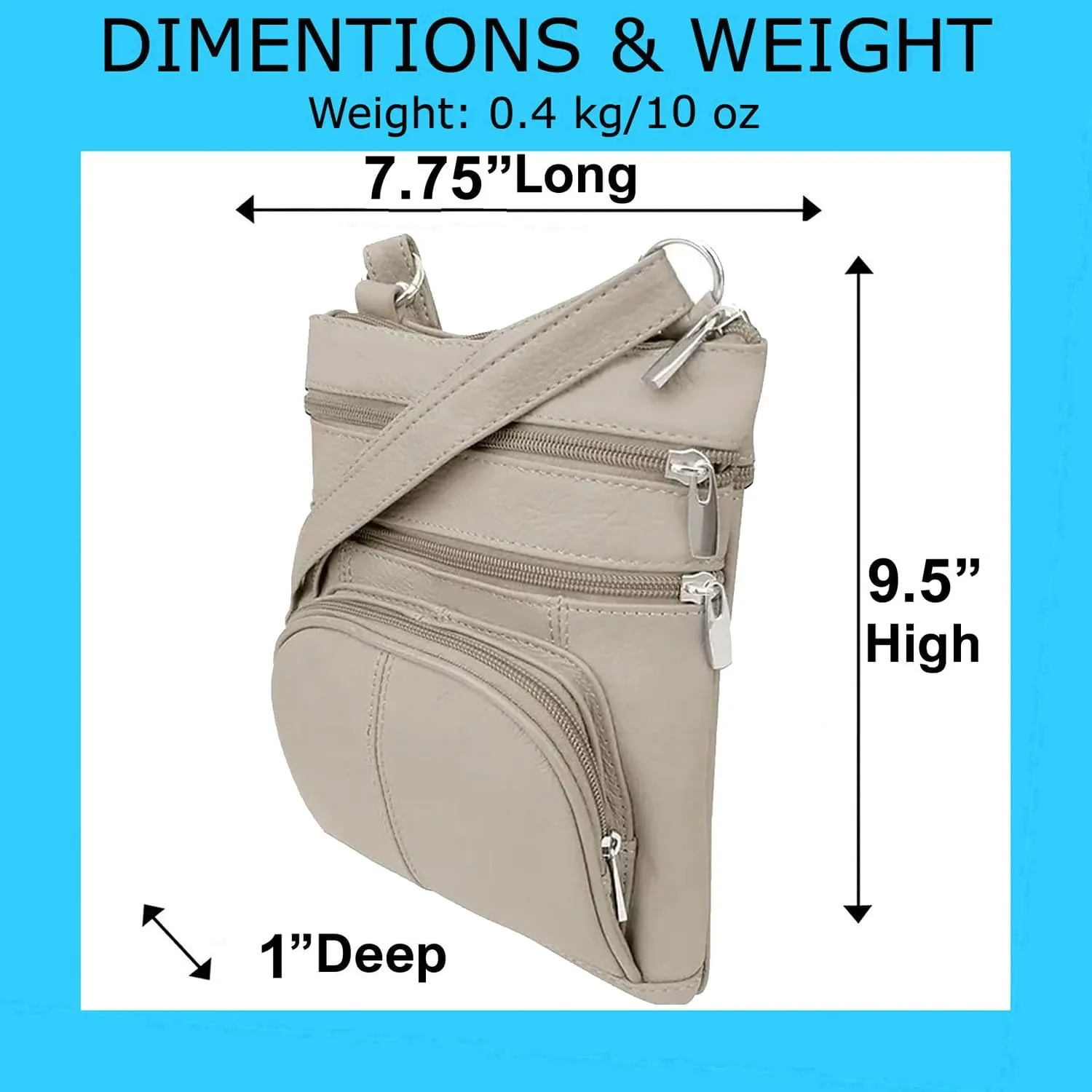 SILVERFEVER Women’s RFID-Blocking Crossbody Shoulder Bag - Top Grain Leather, Adjustable Strap, Multiple Pockets