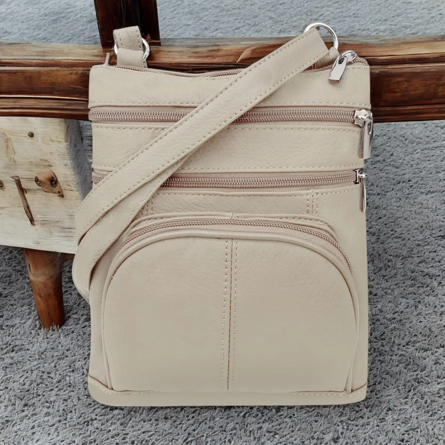 SILVERFEVER Women’s RFID-Blocking Crossbody Shoulder Bag - Top Grain Leather, Adjustable Strap, Multiple Pockets