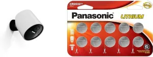 SimpliSafe Wireless Outdoor Security Camera,1080p, Motion only & Panasonic CR2032 3.0 Volt Long Lasting Lithium Coin Cell Batteries in Child Resistant, Standards Based Packaging, 10 Pack