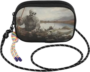 Skeleton Trout Fishing Crossbody Bags for Women Cell Phone Purses Women's Shoulder Handbags Wallet Purse with Adjustable Strap