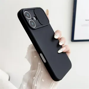Slide Camera Lens Protection Soft Silicone Case for iPhone 15 14 Plus 13 12 11 Pro X XS XR Max 8 7 SE Shockproof Bumper Cover,Black,for iPhone 13 Pro