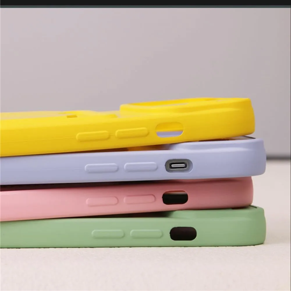 Slide Camera Protection Card Holder Wallet Phone Case for iPhone 16 15 14 13 Pro Max 12 11 XR XS Max 8 Plus Soft Silicone Cover,Yellow,for iPhone 13 Pro