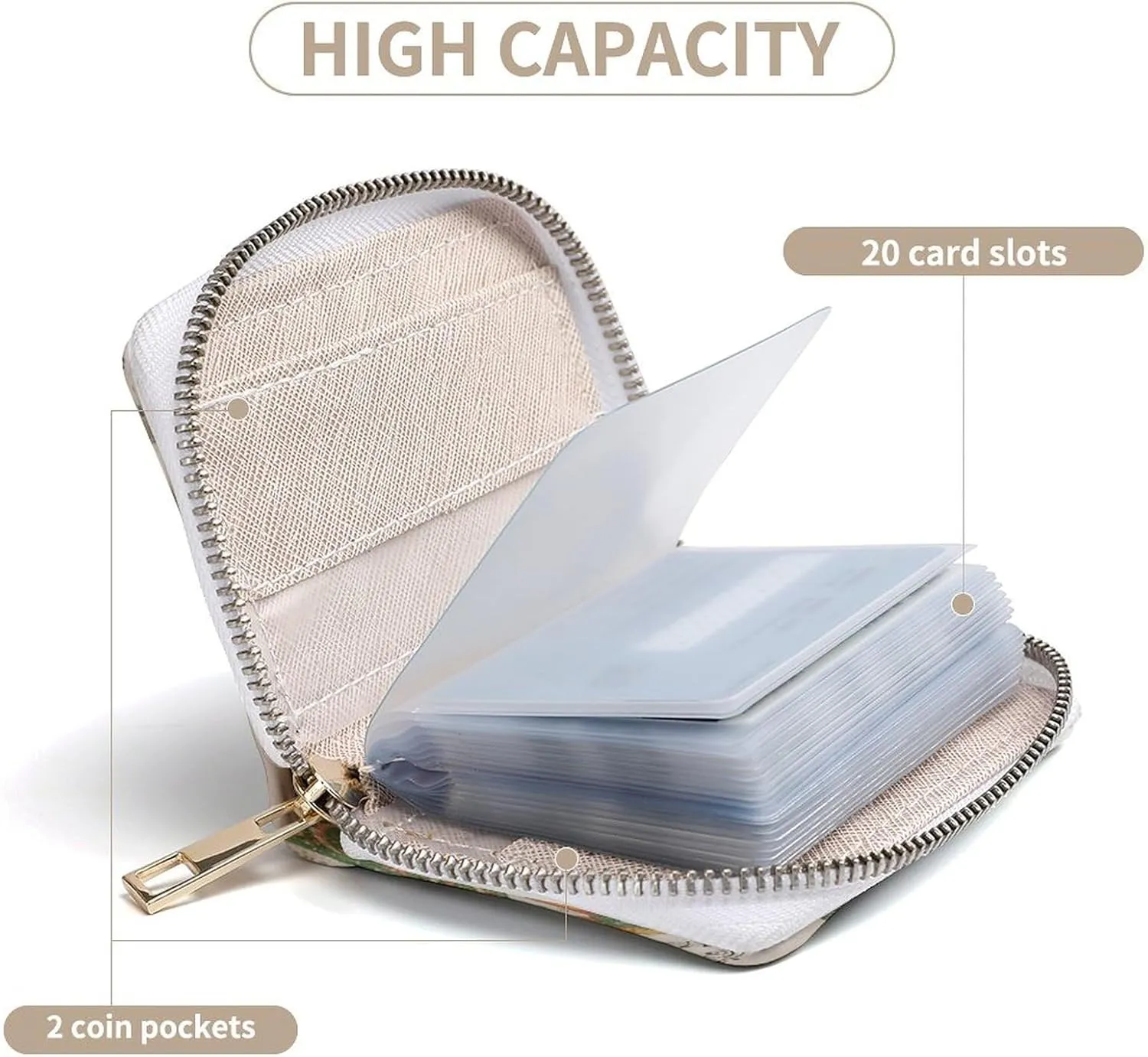Slim Credit Card Holder Minimalist Carol Printing Leather Card Bag Compact Card Organizer For Daily Use