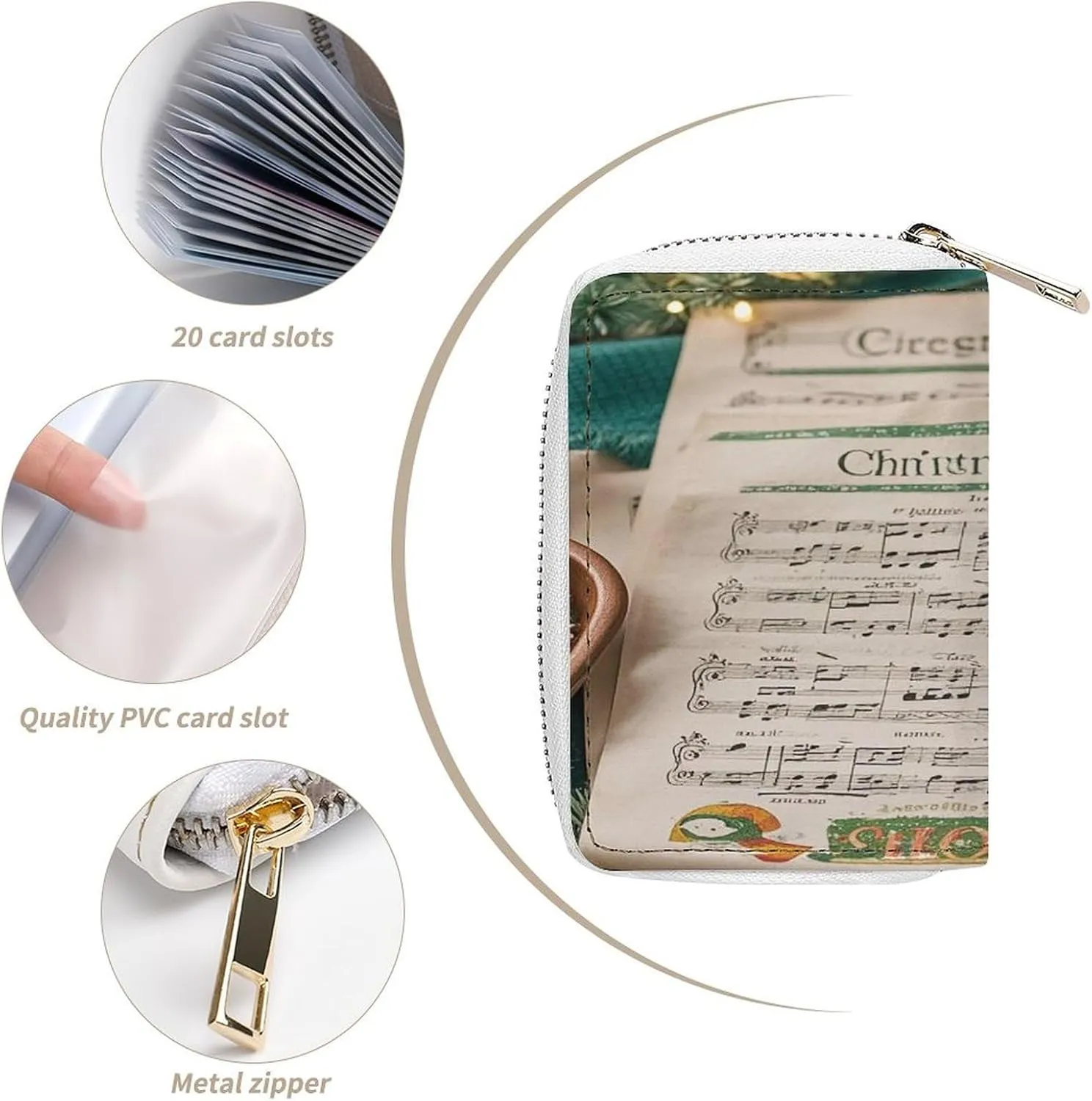 Slim Credit Card Holder Minimalist Carol Printing Leather Card Bag Compact Card Organizer For Daily Use