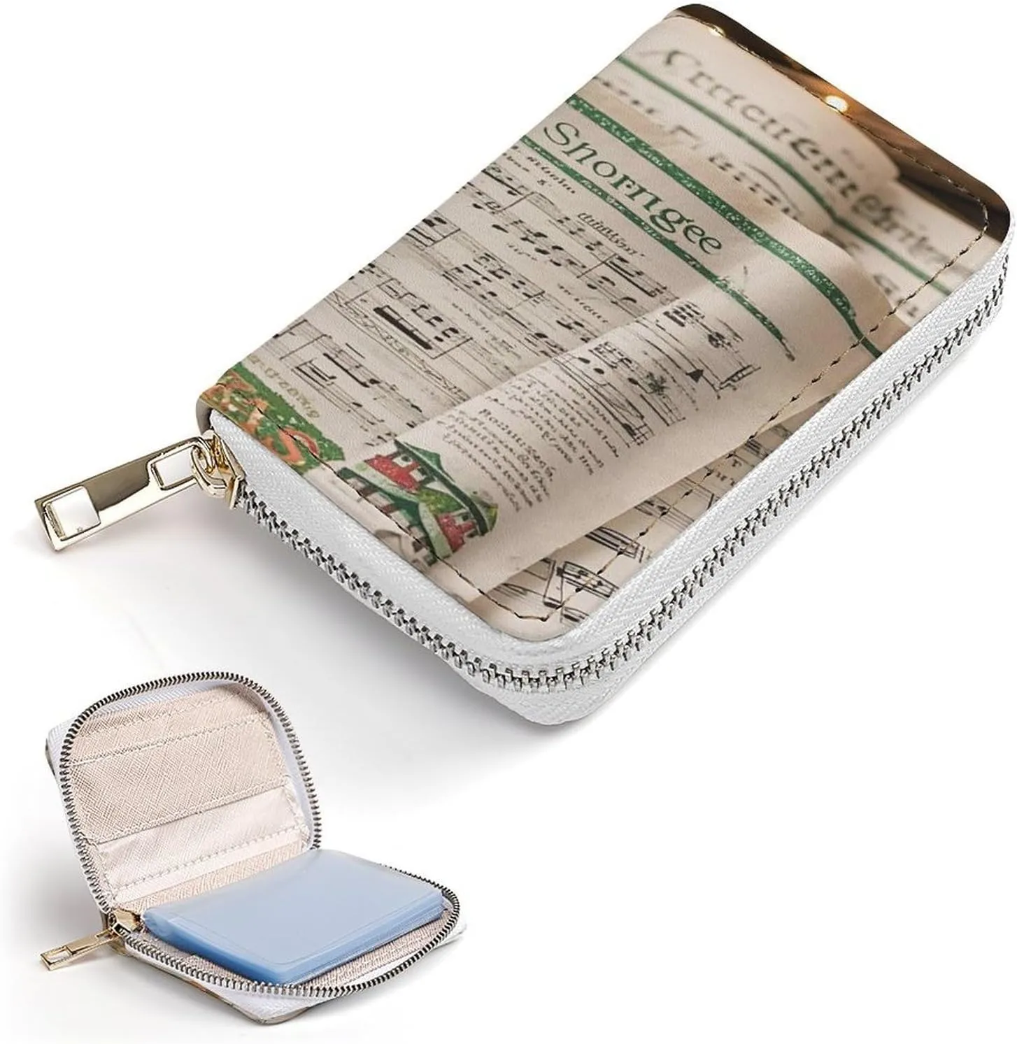 Slim Credit Card Holder Minimalist Carol Printing Leather Card Bag Compact Card Organizer For Daily Use