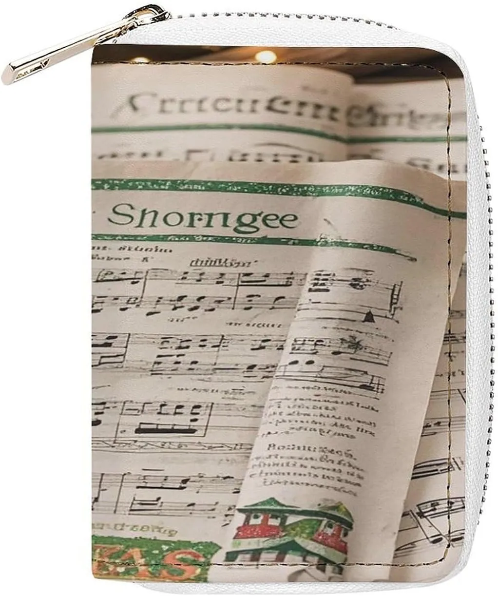 Slim Credit Card Holder Minimalist Carol Printing Leather Card Bag Compact Card Organizer For Daily Use