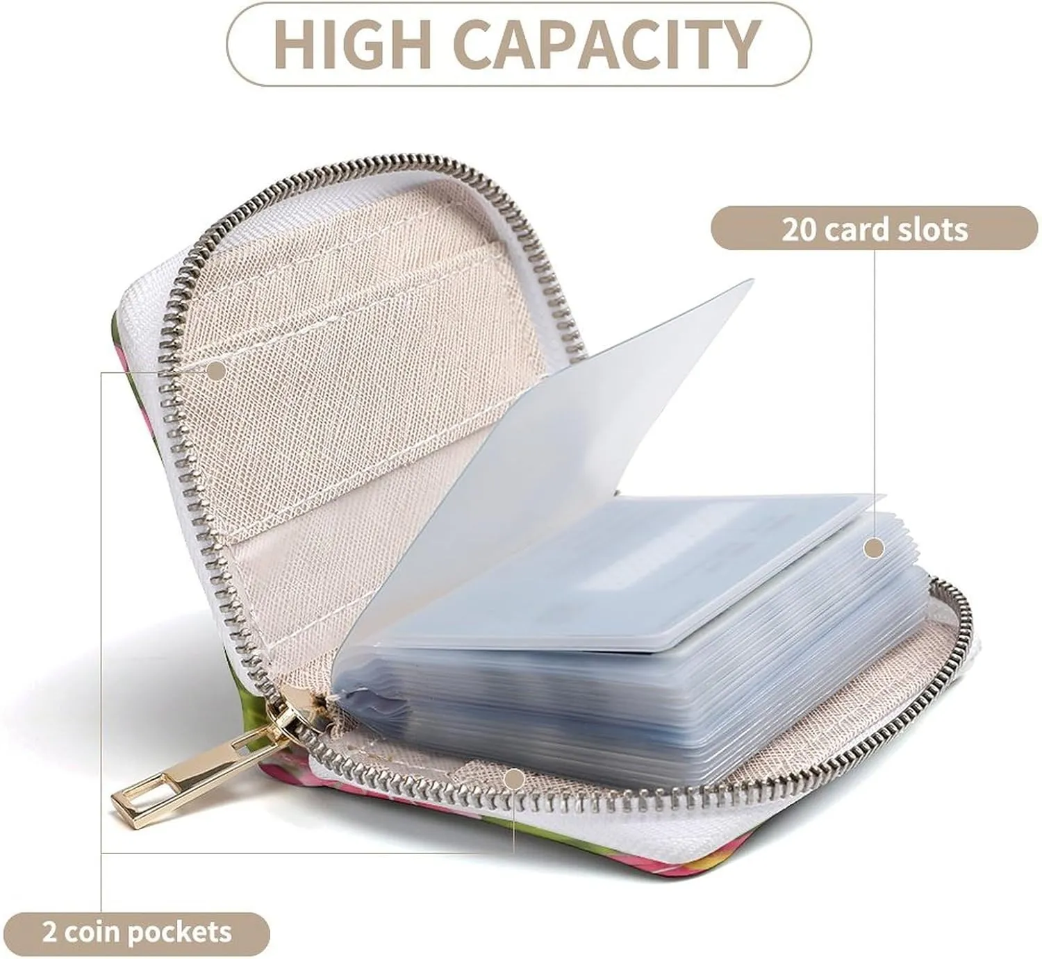 Slim Credit Card Holder Minimalist Cartoon Flower Printing Leather Card Bag Compact Card Organizer For Daily Use