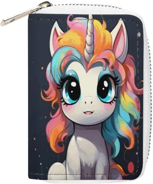 Slim Credit Card Holder Minimalist Cute with Colorful Hairstyle Printing Leather Card Bag Compact Card Organizer For Daily Use