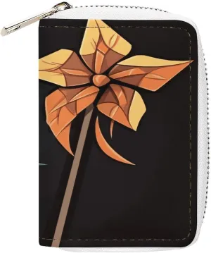 Slim Credit Card Holder Minimalist Origami Windmill Printing Leather Card Bag Compact Card Organizer For Daily Use