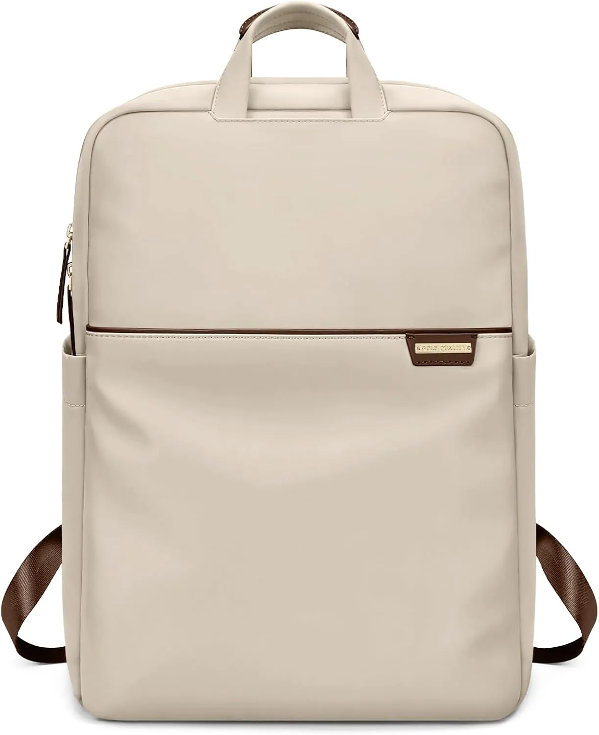 Slim Laptop Backpack for Women, Lightweight Business Backpack for Women Computer Bag Purse for Commuting, Fit 16 Inch, Apricot