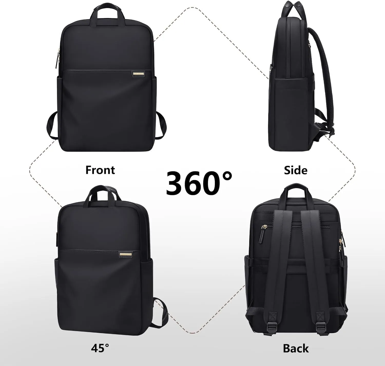 Slim Laptop Backpack for Women, Lightweight Business Backpack for Women Computer Bag Purse for Commuting, Fit 17.3 Inch, Black