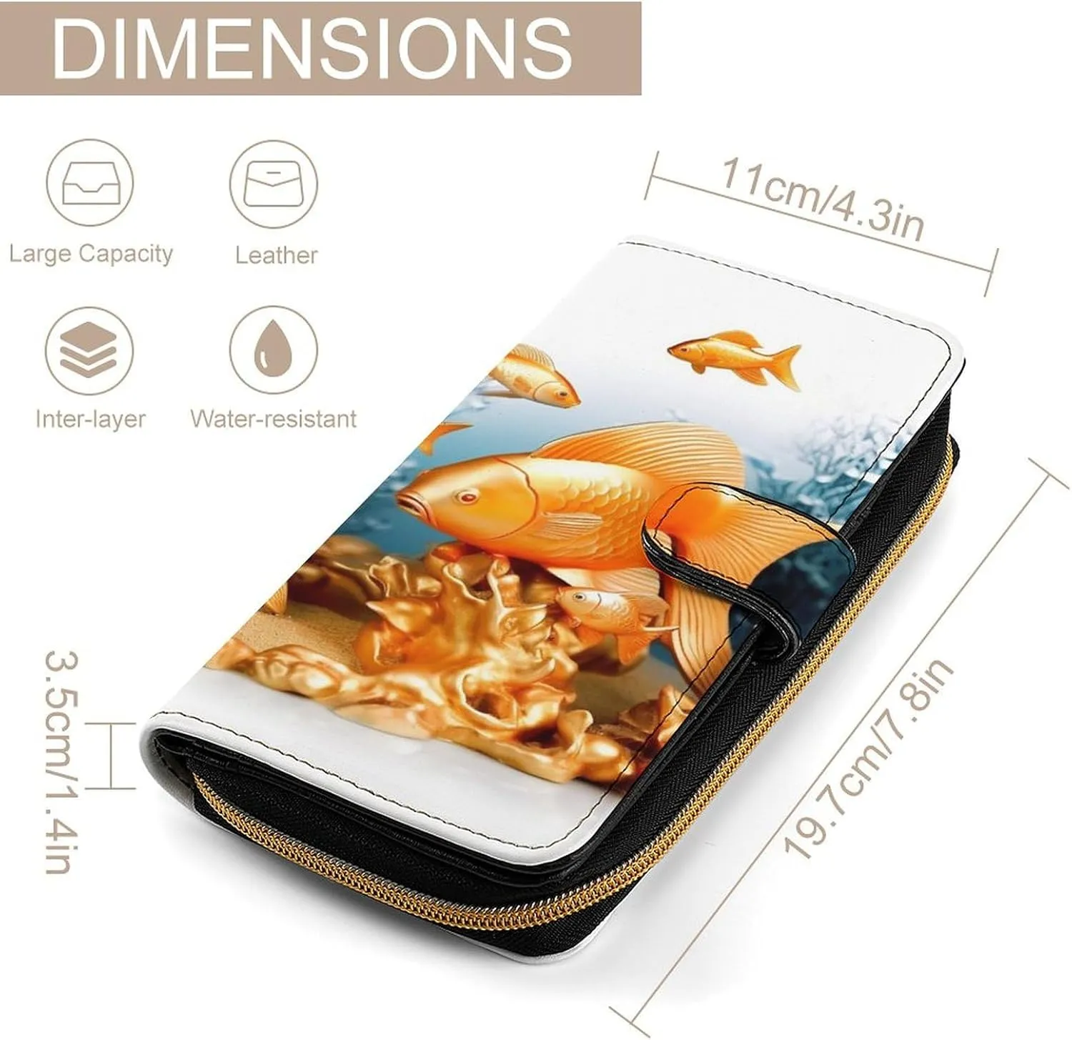Slim Wallet for Women Men Leather Wallet,Small Fishes Credit Card Holder Clutch Purses for Women, Available in Multiple Styles