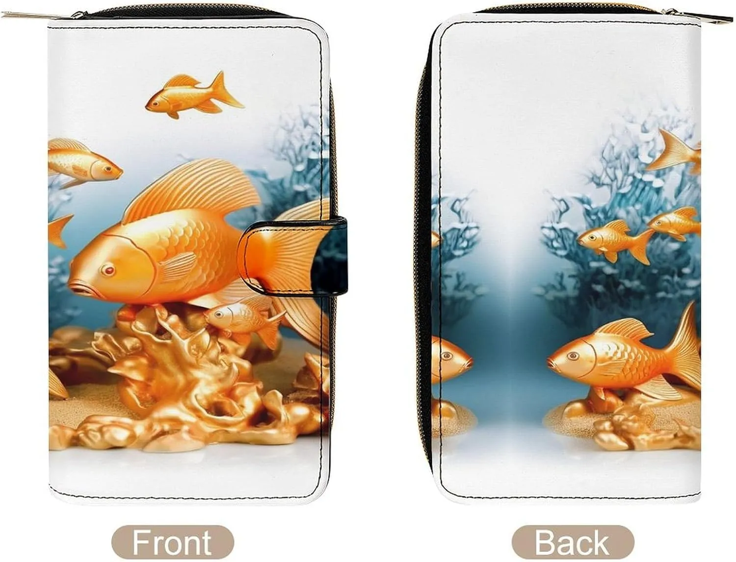 Slim Wallet for Women Men Leather Wallet,Small Fishes Credit Card Holder Clutch Purses for Women, Available in Multiple Styles