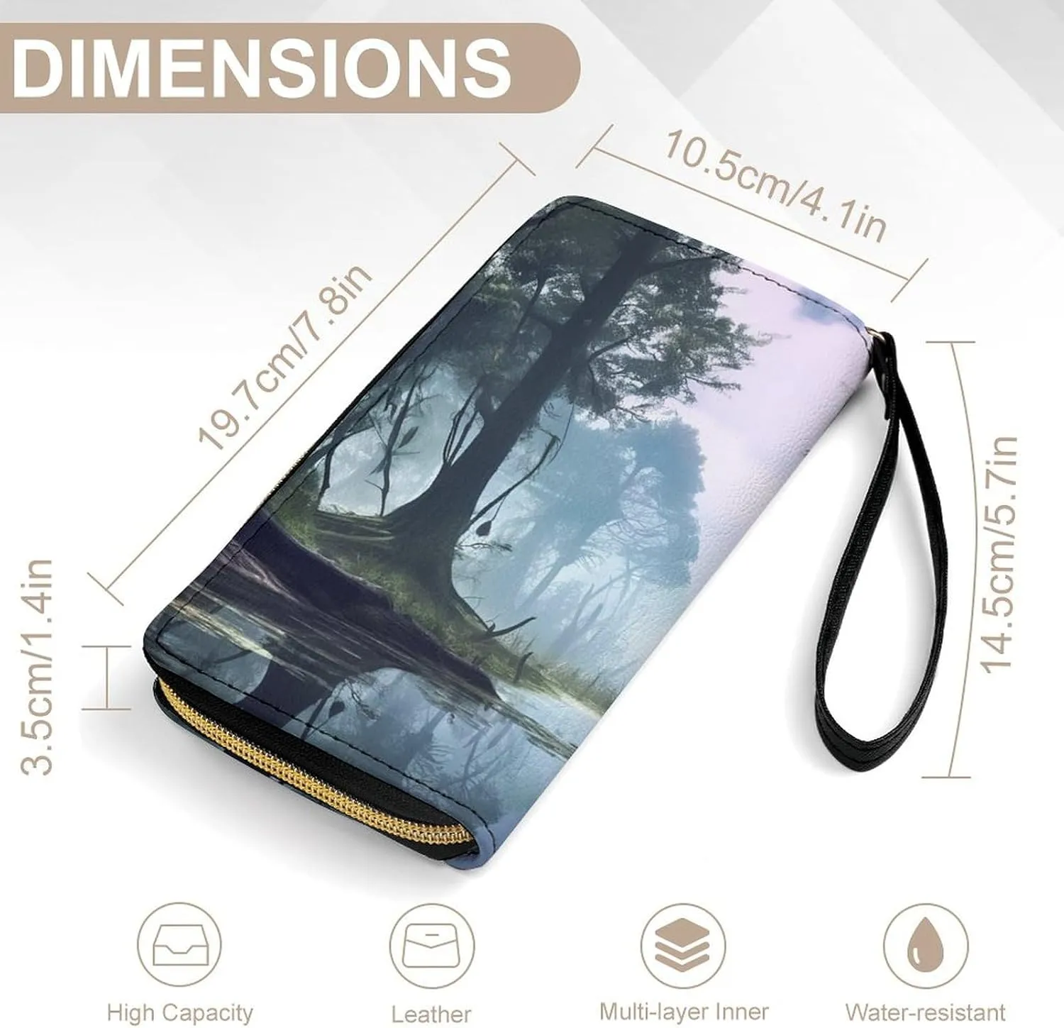 Slim Wallet for Women Men Leather Wallet,Swamp Landscape Credit Card Holder Clutch Purses for Women, Available in Multiple Styles