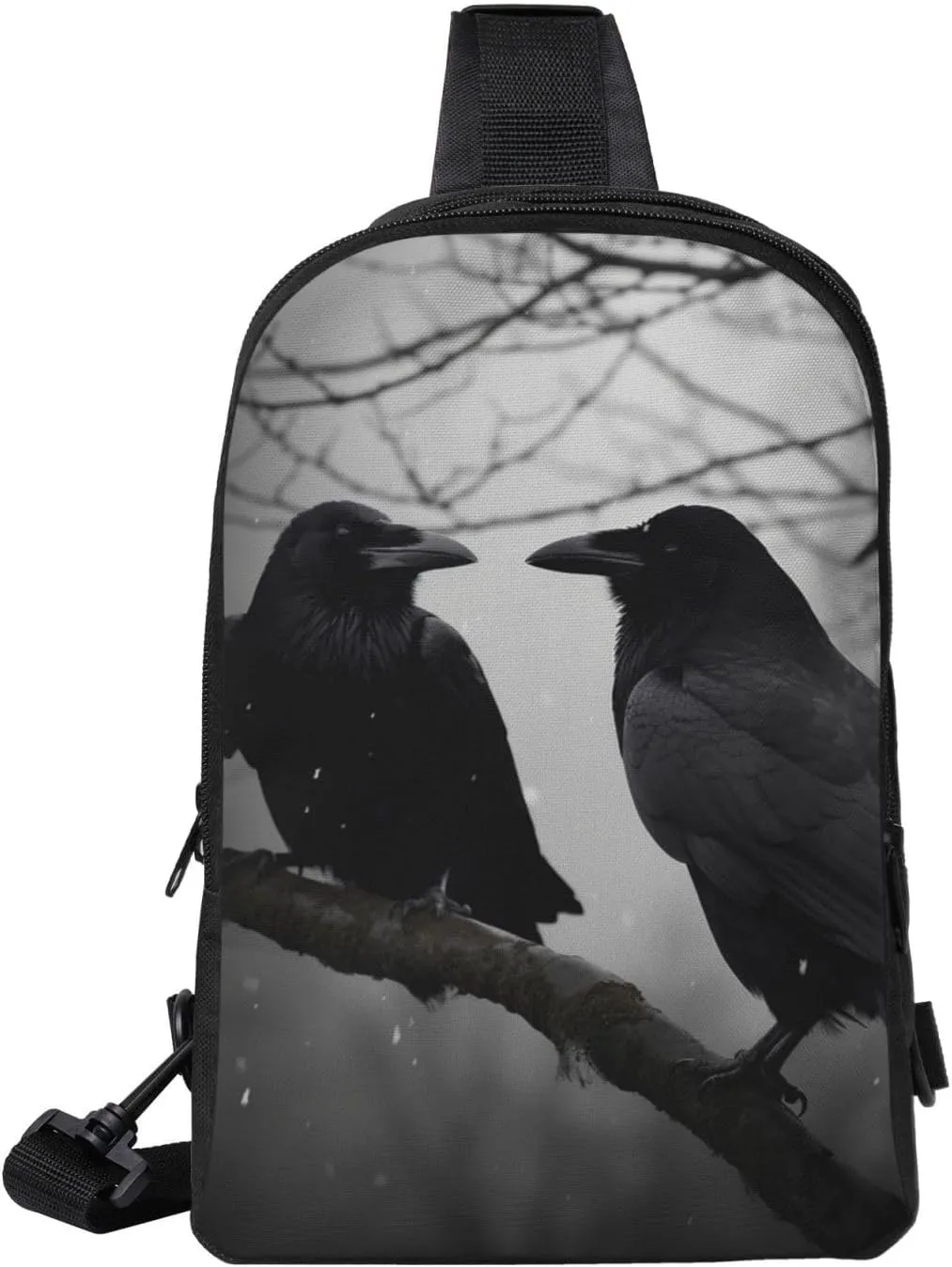 Sling Backpack Crossbody Sling Bag for Men Women Cross Chest Bag Crow Birds Shoulder Bag Travel Hiking Daypack