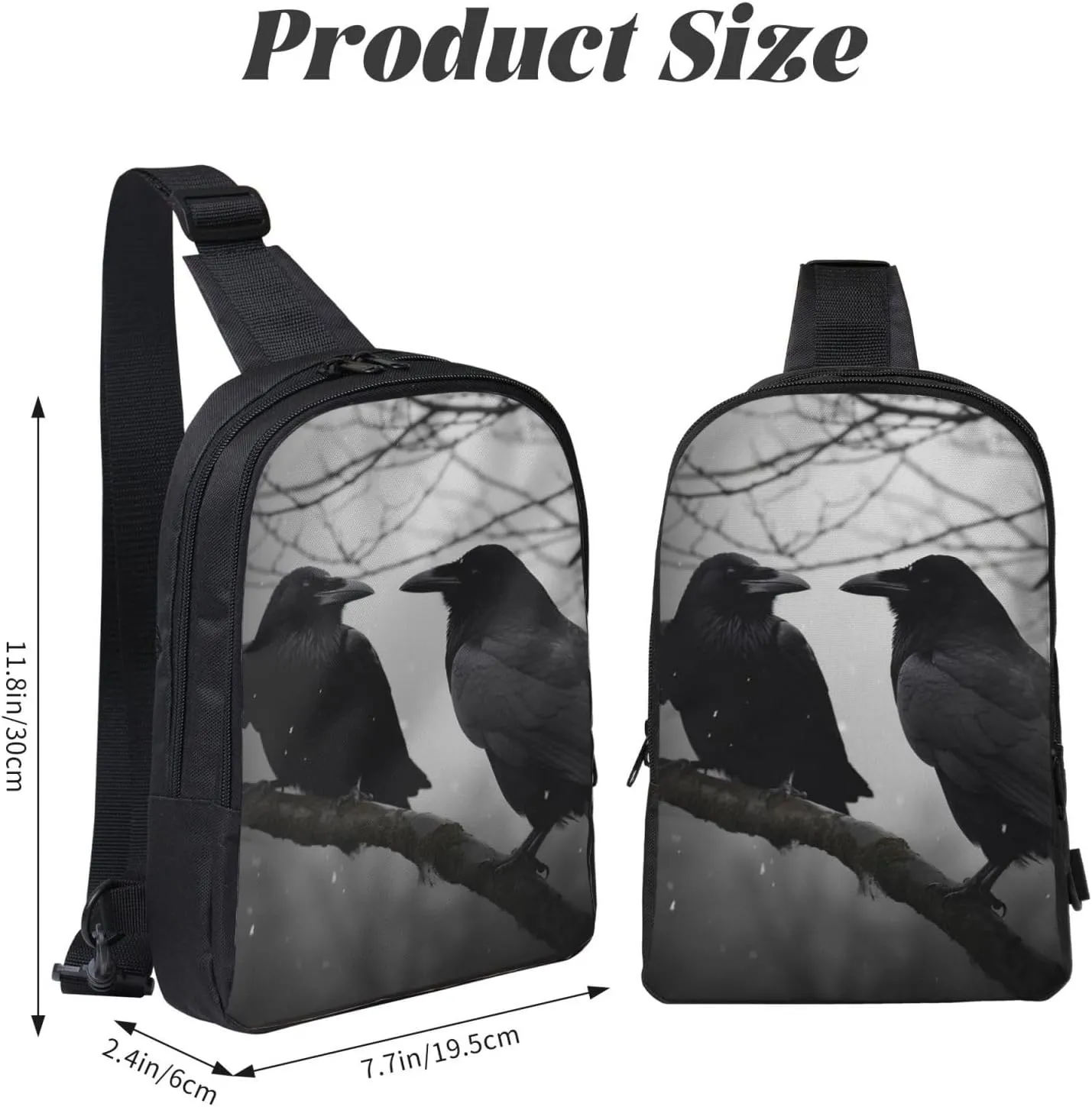Sling Backpack Crossbody Sling Bag for Men Women Cross Chest Bag Crow Birds Shoulder Bag Travel Hiking Daypack