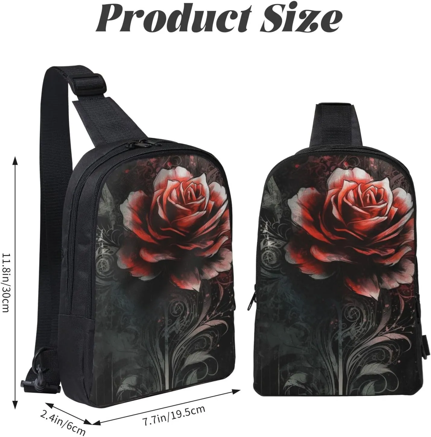 Sling Backpack Crossbody Sling Bag for Men Women Cross Chest Bag Flat rose Shoulder Bag Travel Hiking Daypack