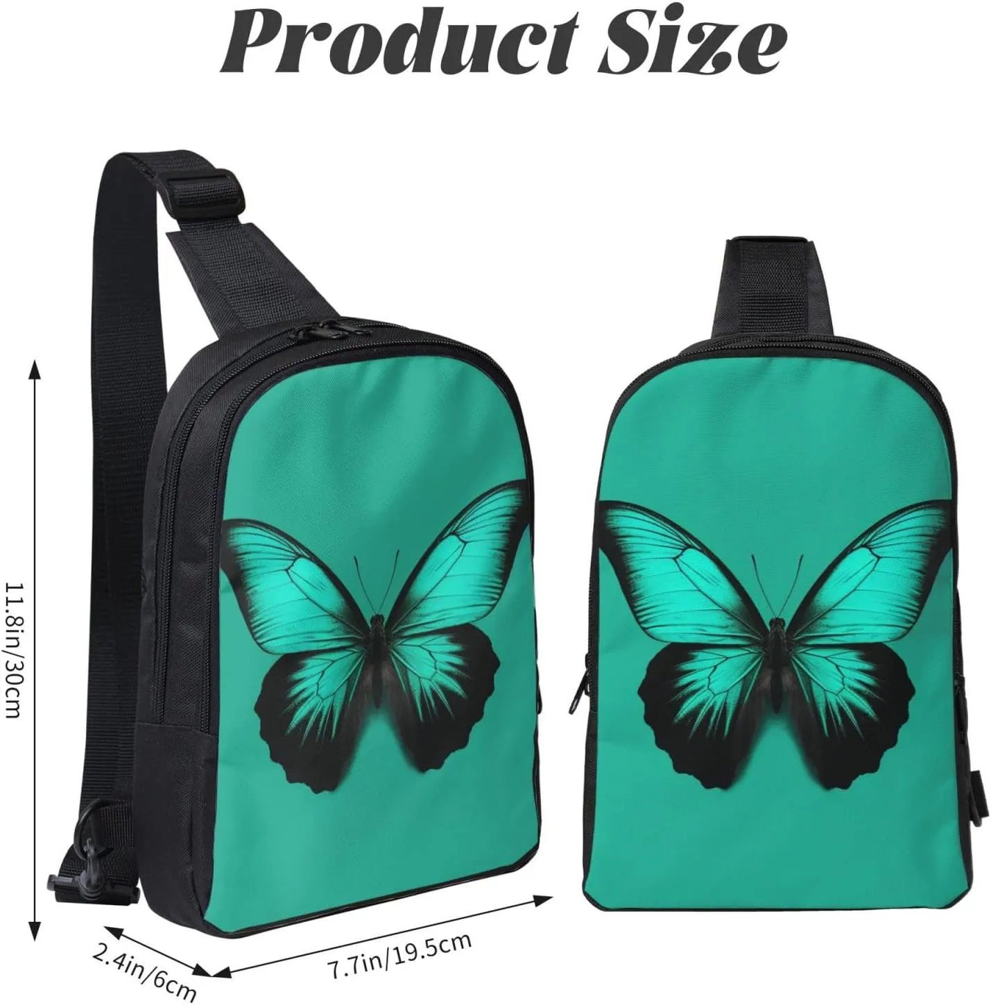 Sling Backpack Crossbody Sling Bag for Men Women Cross Chest Bag Green butterfly Shoulder Bag Travel Hiking Daypack