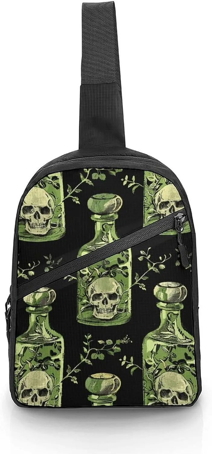 Sling Backpack for Women Men Crossbody Chest Bag Fanny Pack Poison Bottle Pattern Sling Bag for Hiking Travel