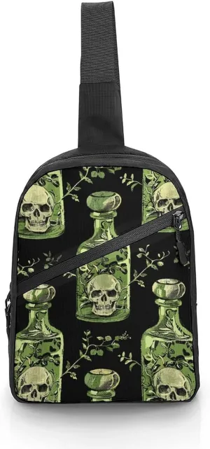 Sling Backpack for Women Men Crossbody Chest Bag Fanny Pack Poison Bottle Pattern Sling Bag for Hiking Travel
