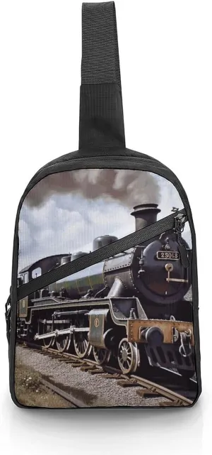 Sling Backpack for Women Men Crossbody Chest Bag Fanny Pack Steam Locomotive Train Sling Bag for Hiking Travel