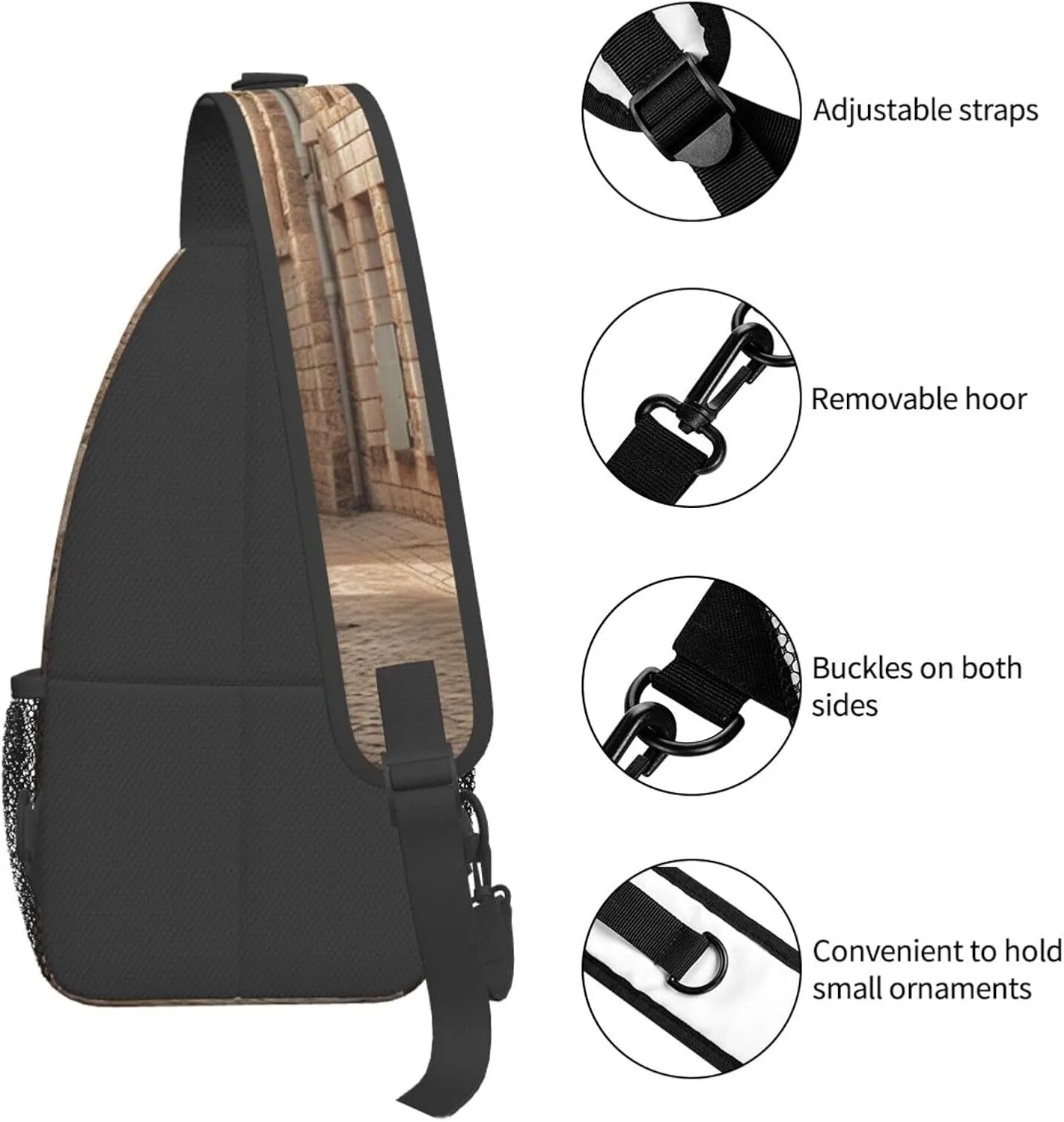 Sling Bag Crossbody Sling Backpack for Men Women Architecture Streets Houses Cross Chest Bag Travel Hiking Daypack