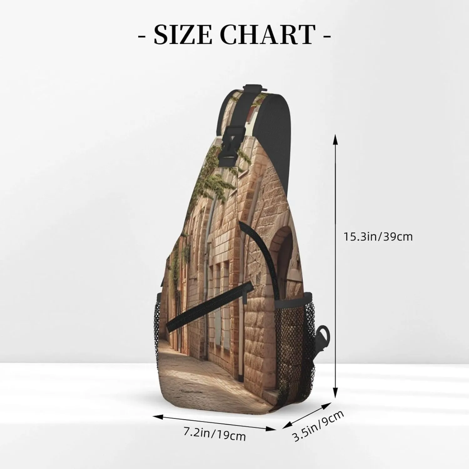 Sling Bag Crossbody Sling Backpack for Men Women Architecture Streets Houses Cross Chest Bag Travel Hiking Daypack