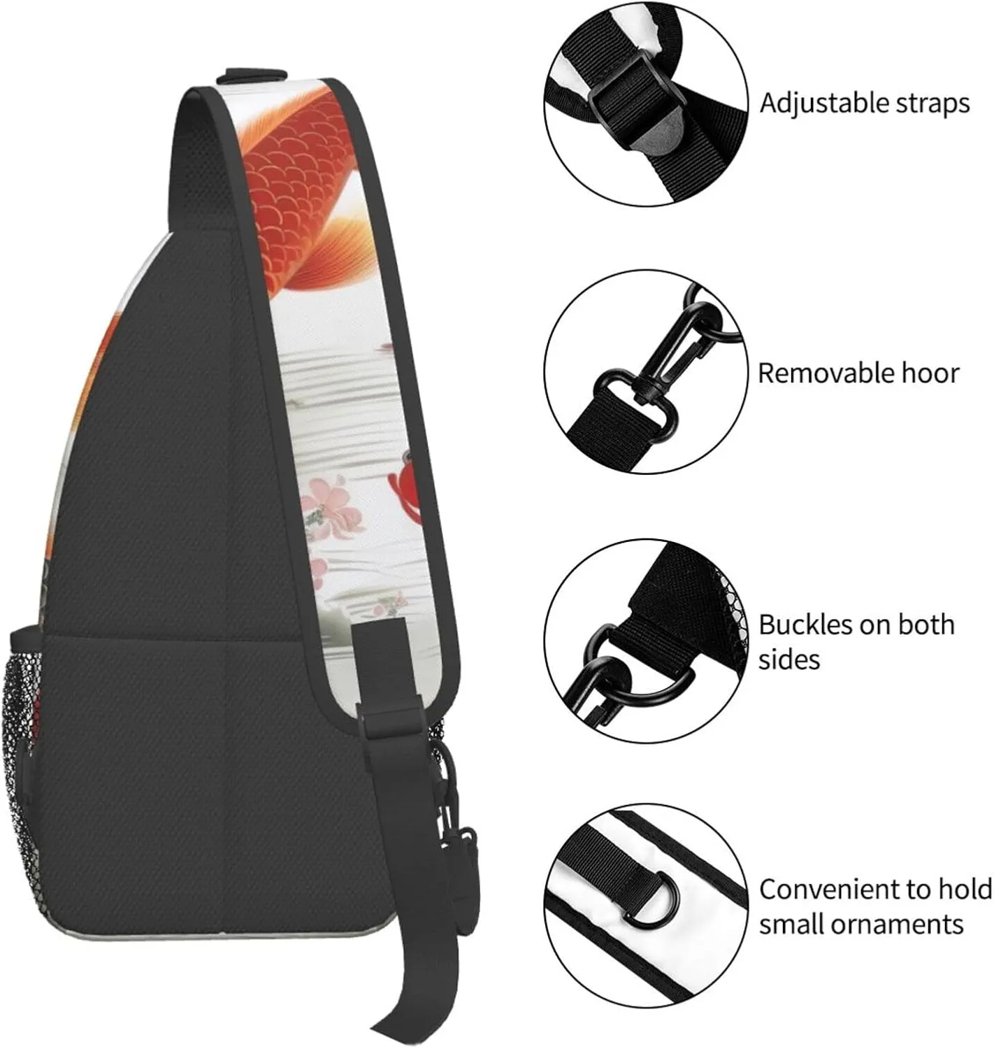 Sling Bag Crossbody Sling Backpack for Men Women Auspicious Red carp Cross Chest Bag Travel Hiking Daypack