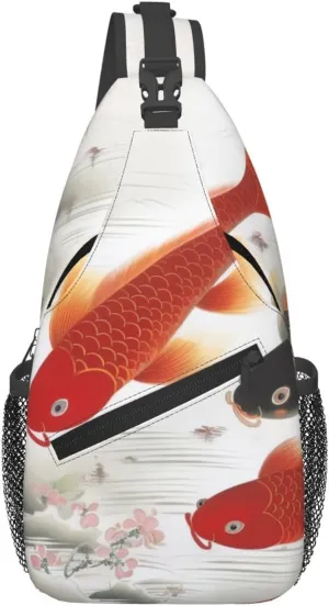 Sling Bag Crossbody Sling Backpack for Men Women Auspicious Red carp Cross Chest Bag Travel Hiking Daypack