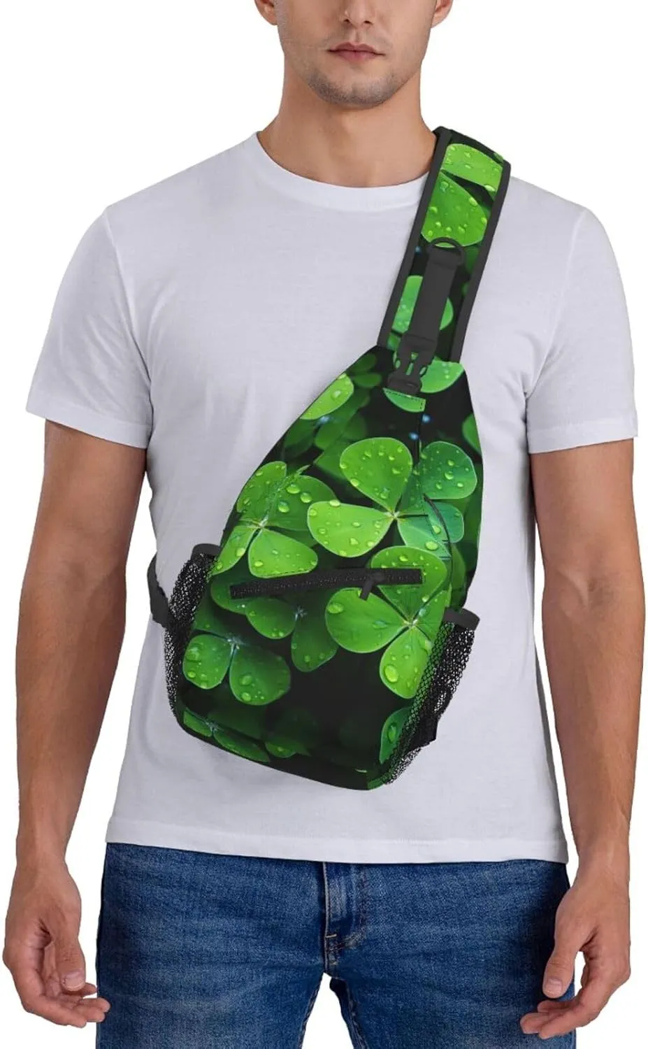 Sling Bag for Women Men Crossbody Bag Sling Backpack Many Green clover Cross Body Bag Adjustable Chest Bag