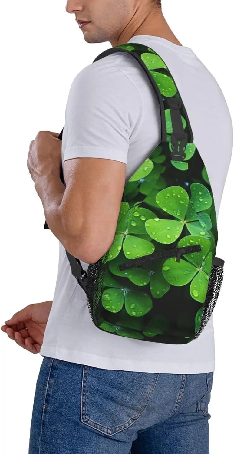 Sling Bag for Women Men Crossbody Bag Sling Backpack Many Green clover Cross Body Bag Adjustable Chest Bag