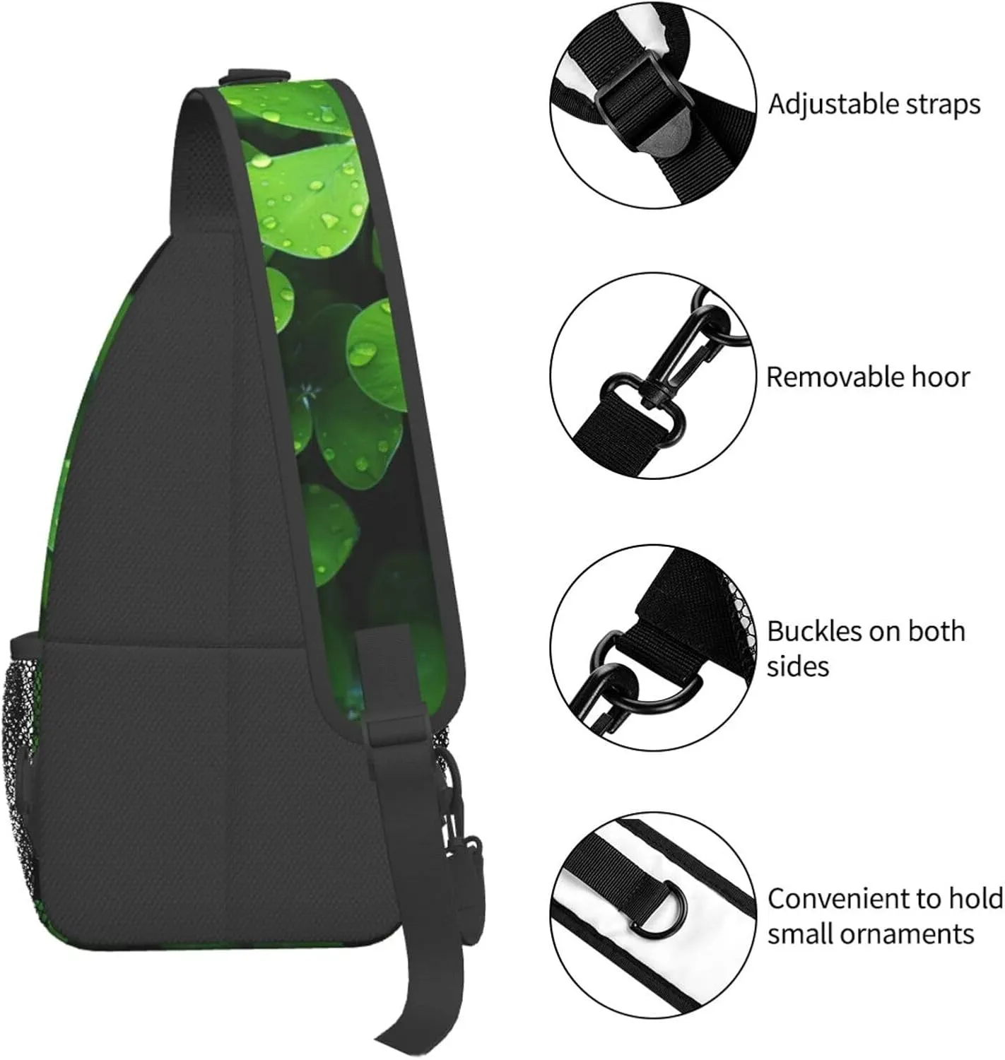 Sling Bag for Women Men Crossbody Bag Sling Backpack Many Green clover Cross Body Bag Adjustable Chest Bag