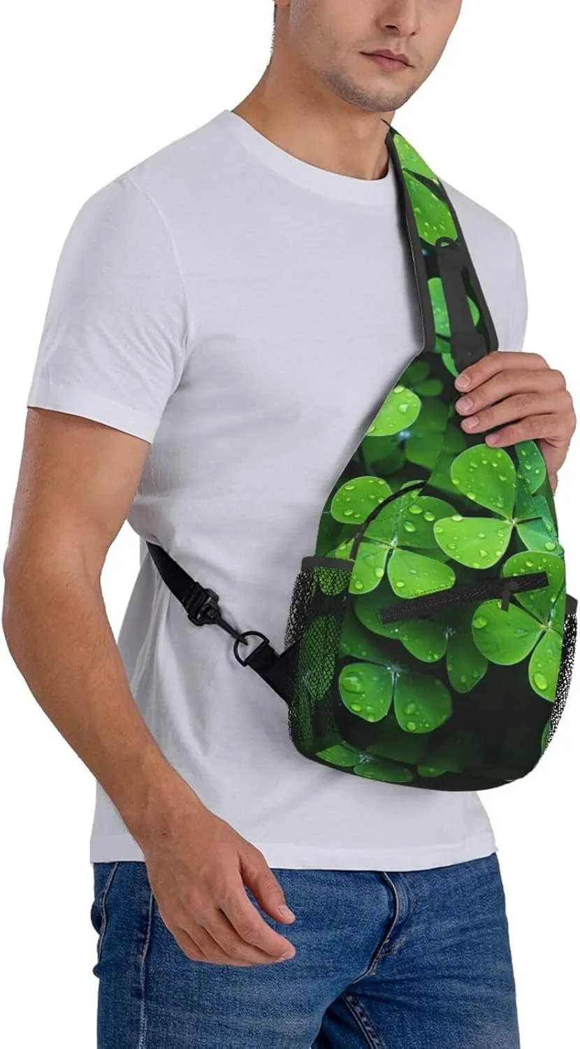 Sling Bag for Women Men Crossbody Bag Sling Backpack Many Green clover Cross Body Bag Adjustable Chest Bag