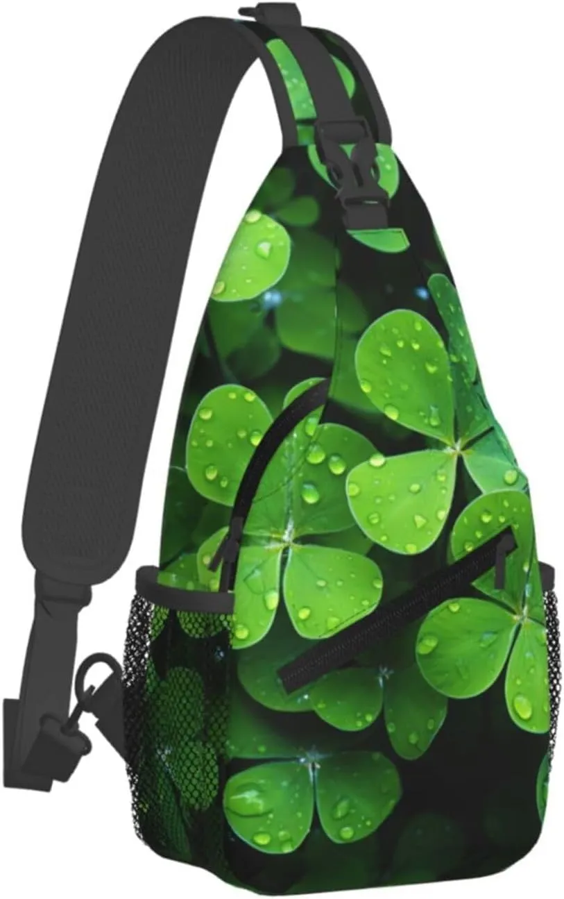 Sling Bag for Women Men Crossbody Bag Sling Backpack Many Green clover Cross Body Bag Adjustable Chest Bag