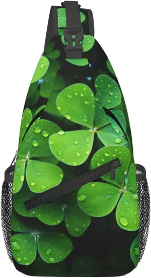 Sling Bag for Women Men Crossbody Bag Sling Backpack Many Green clover Cross Body Bag Adjustable Chest Bag