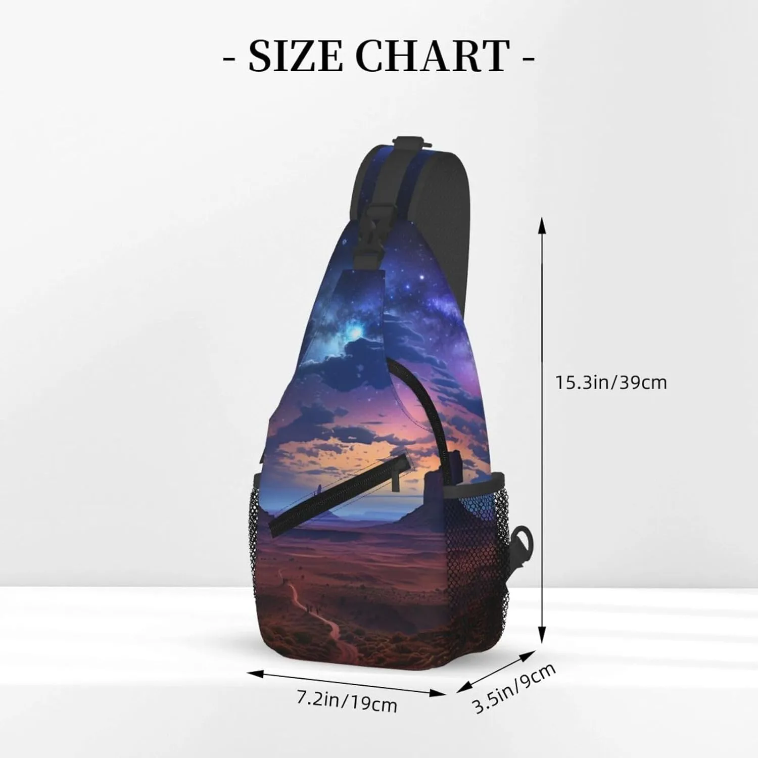 Sling Bag for Women Men Crossbody Bag Sling Backpack Nebula in Desert Monument Valley Landscape Cross Body Bag Adjustable Chest Bag