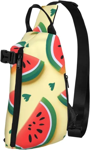 Sling Bag for Women Men Shoulder Bag Universe Landscape Painting Chest Bag Travel Fanny Pack Lightweight Casual Daypack, Summer Watermelon, One Size